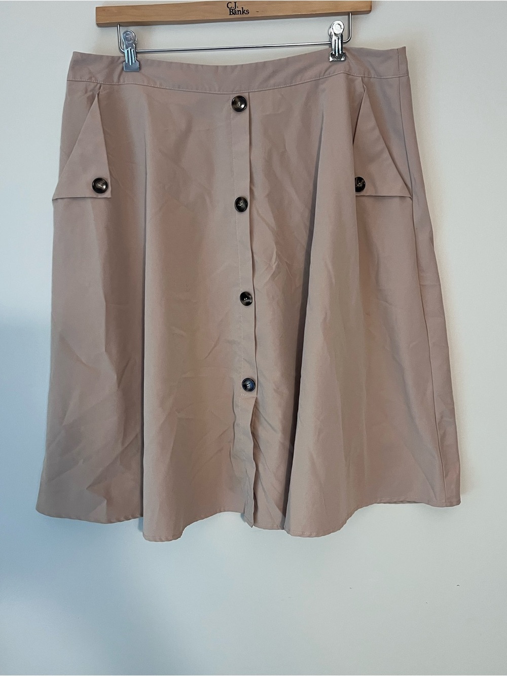 Button-Front skater Skirt in Taupe